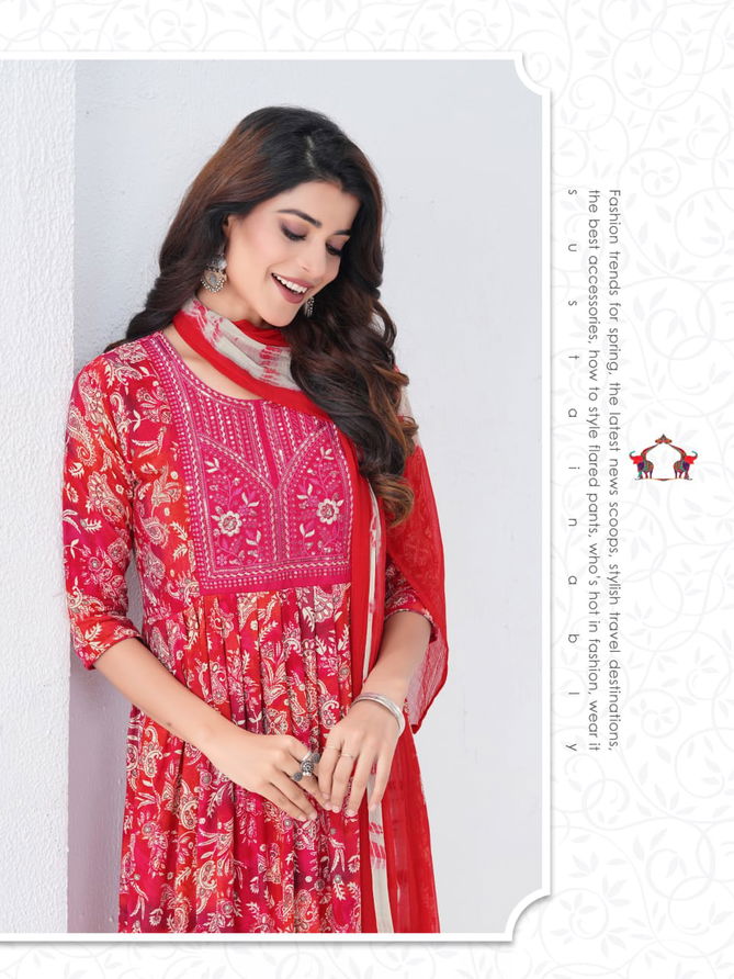 Sanaya 2 By Paavi  Portion Printed Kurti With Bottom Dupatta Wholesale Shop In Surat